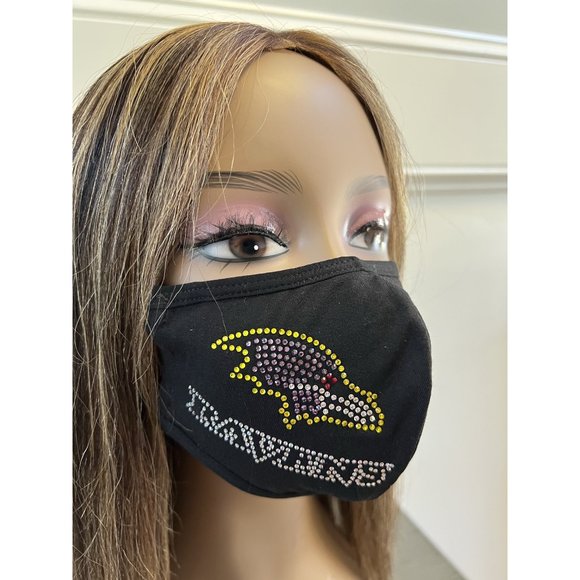 Baltimore Ravens Bling Rhinestone Face Mask Side Logo - Picture 10 of 13